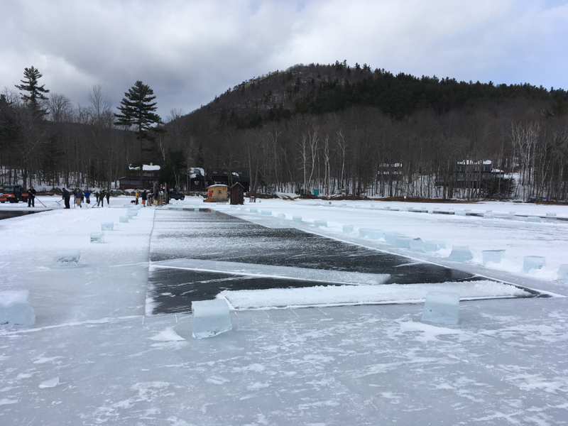 They put blocks around the previous day’s open area so that if it snows, you can still tell where the ice is likely to be thin...
